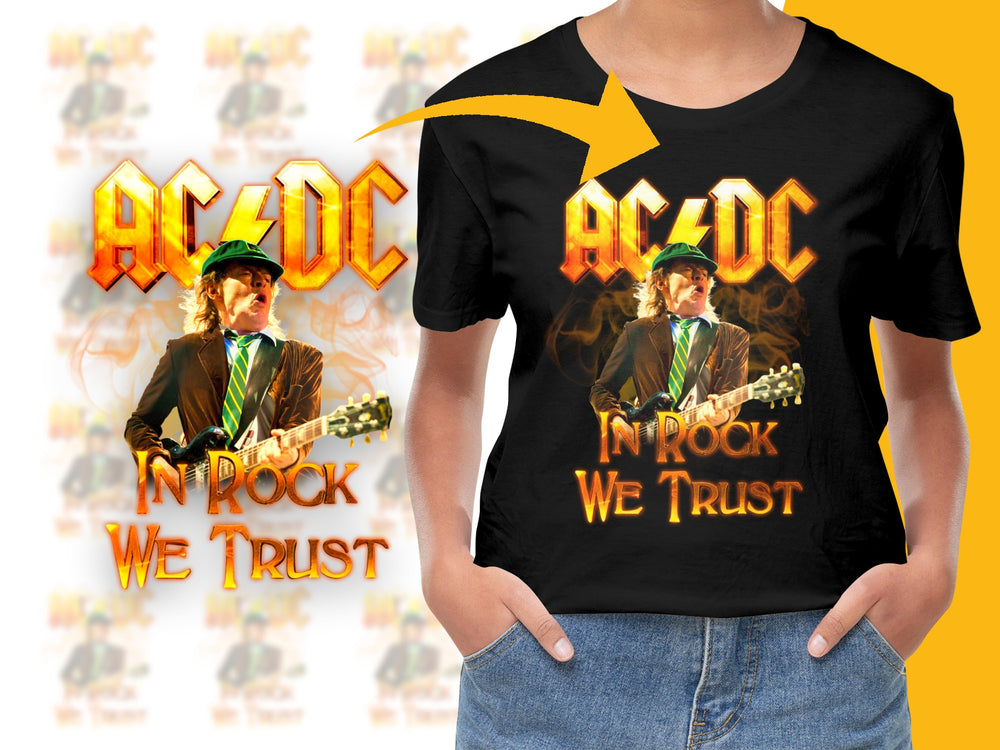 ACDC Band T-Shirt, Vintage Rock Music Tee, In Rock We Trust Graphic, Unisex Concert Shirt
