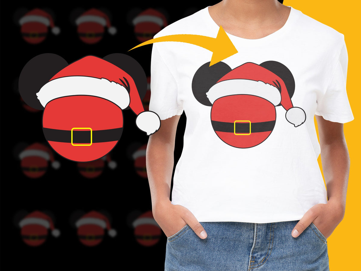 Kids Christmas T-Shirt, Santa Hat Graphic Tee, Holiday Santa Belt Design, Festive Winter Apparel