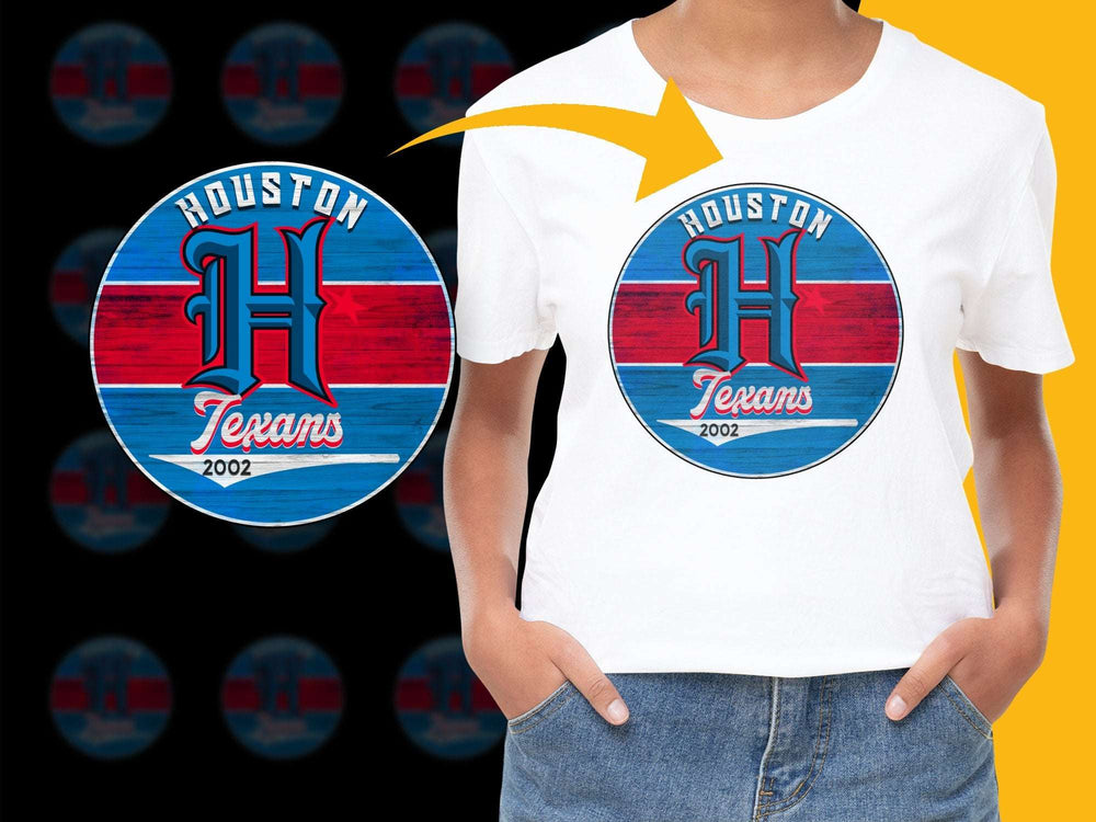 Houston Texans 2002 Retro Logo T-Shirt, Vintage Sports Fan Apparel, Red and Blue Graphic Tee