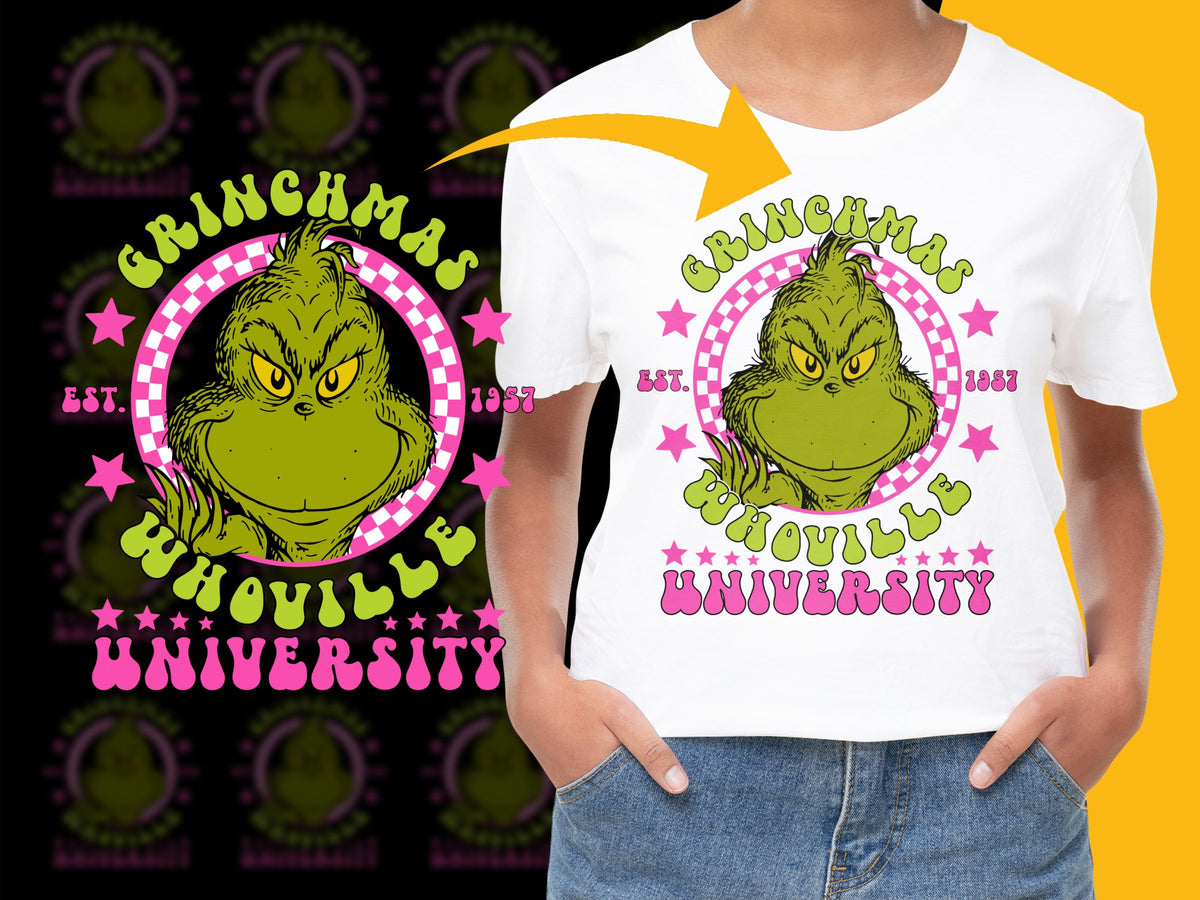 Grinchmas Whoville University T-Shirt, Vintage Graphic Tee, Unisex Holiday Shirt, 1957 Retro Design, Christmas Gift Idea