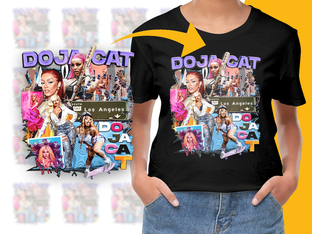 Doja Cat Graphic T-Shirt, Los Angeles Concert Pop Art Style, Bold Colorful Music Fan Tee, Trendy Hip Urban Apparel