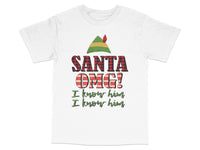 Load image into Gallery viewer, 'Santa OMG! I Know Him' Christmas T-Shirt, Holiday Graphic Tee, Festive Elf Movie Quote Top, Unisex Xmas Shirt Gift