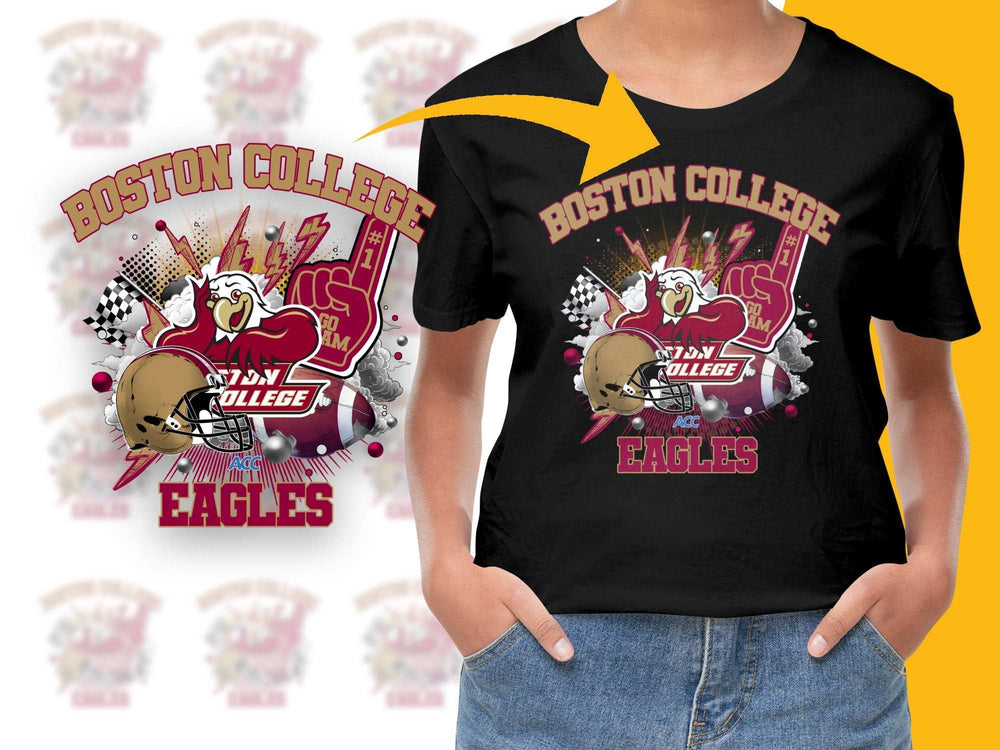Boston College Eagles Graphic T-Shirt, Women's Black Tee, College Sports Apparel, Fan Merchandise, Casual Wear