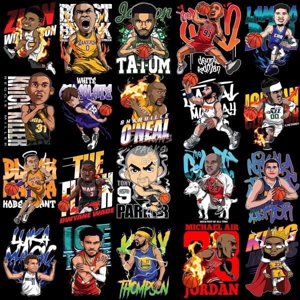 40 Cartoon Basketball Players Designs Bundle PNG DESIGNSPACKS