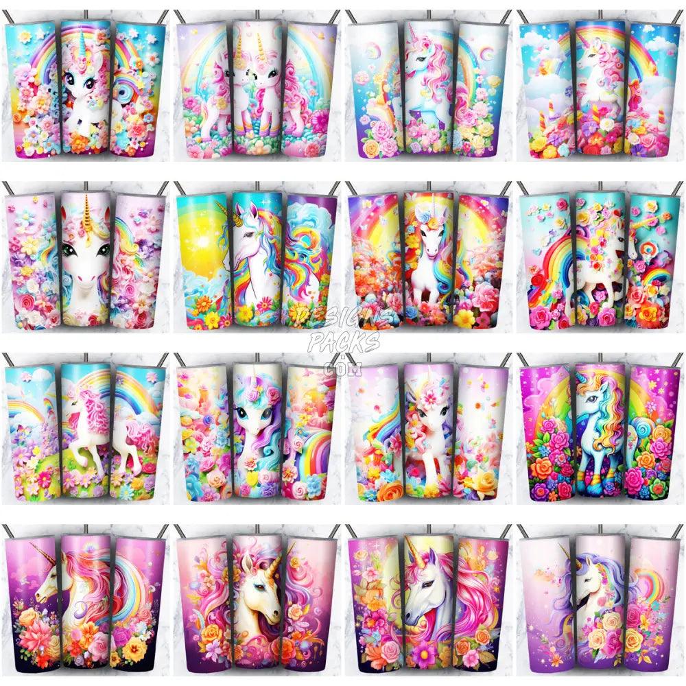40 Unicorn Colorful Tumbler Wrap Bundle Jpg