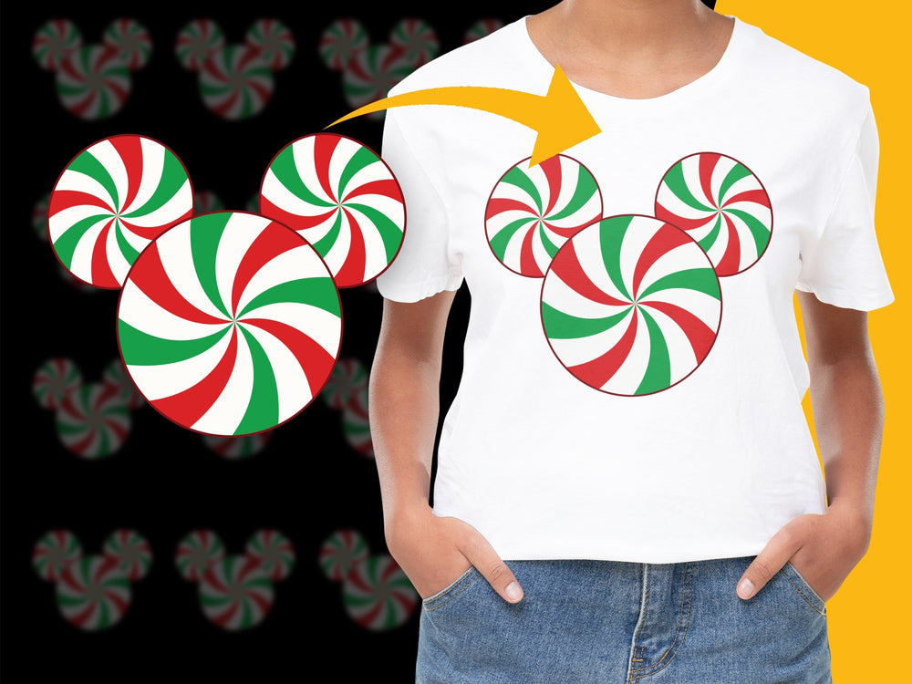 Kids Christmas Peppermint Candy T-Shirt, Festive Red and White Holiday Tee, Unisex Children's Clothing
