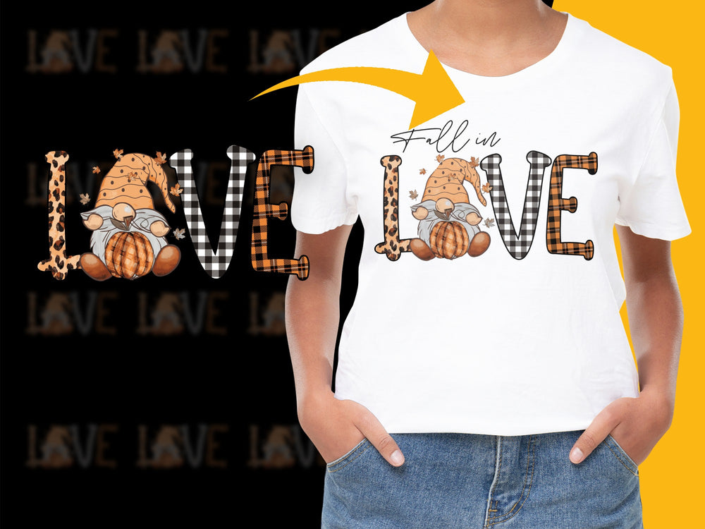 Fall in Love Pumpkin Graphic T-Shirt, Autumn Casual Tee, Thanksgiving Shirt, Women's Fall Fashion Top