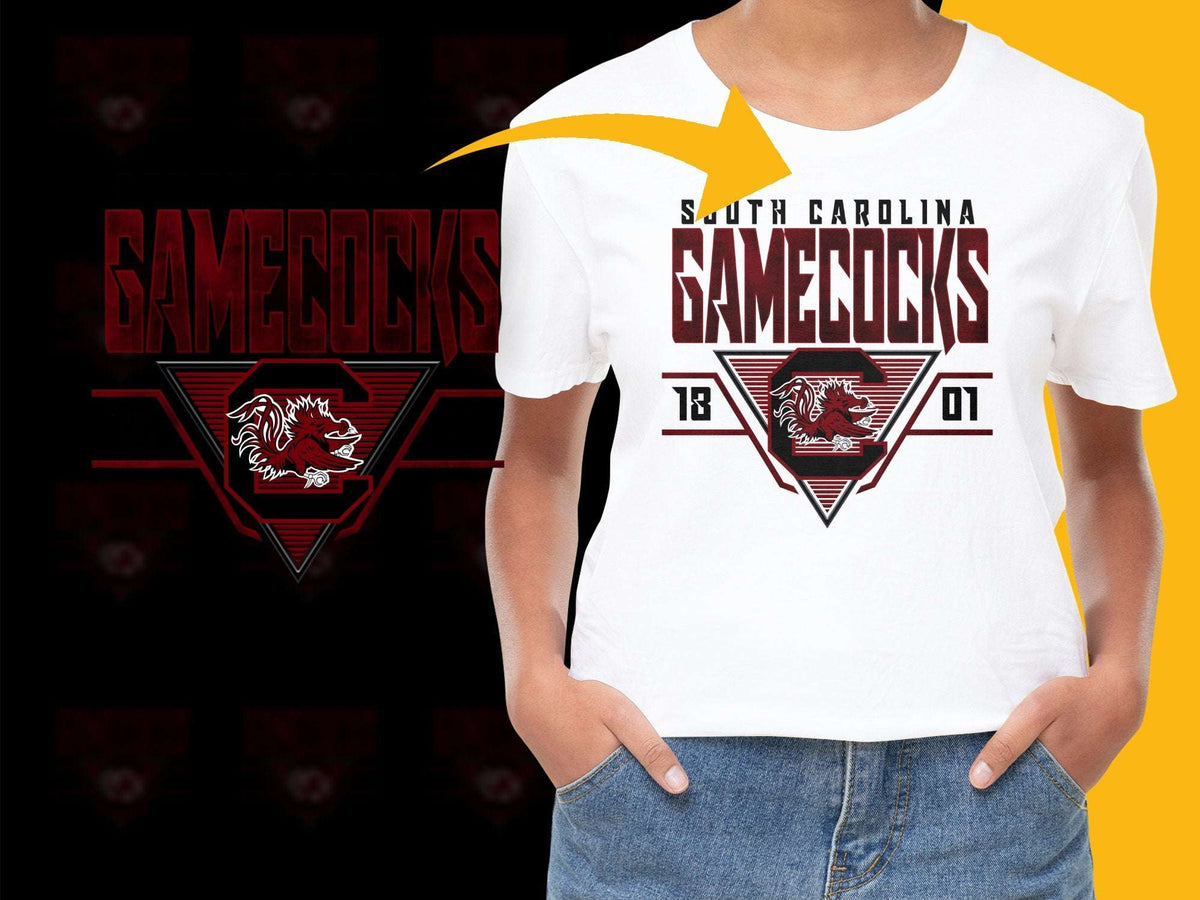 South Carolina Gamecocks T-Shirt, College Sports Apparel, Fan Gear 1901 Vintage Logo White Tee