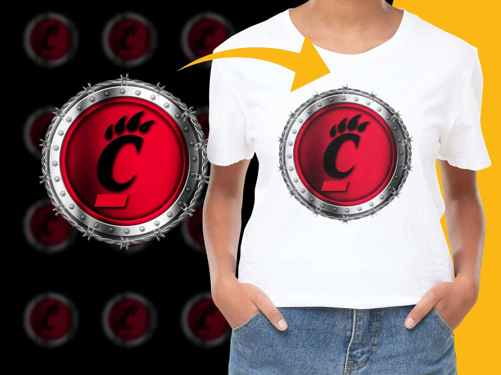 Unique Red Claw Mark Graphic T-Shirt, Bold Metal Rim Design, Casual Streetwear, Unisex Fashion Top