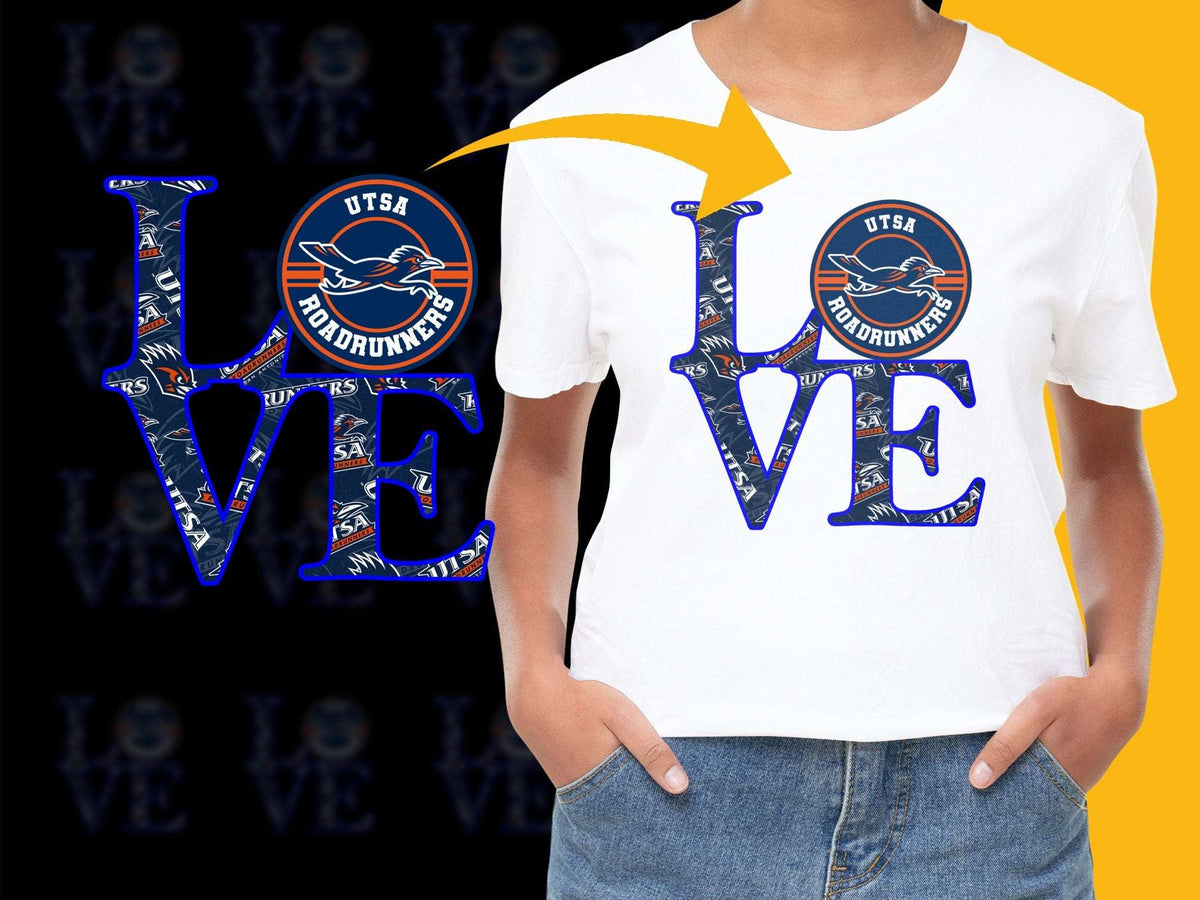 UTSA Roadrunners Love Graphic T-Shirt, College Sports Fan Apparel, Unisex White Tee