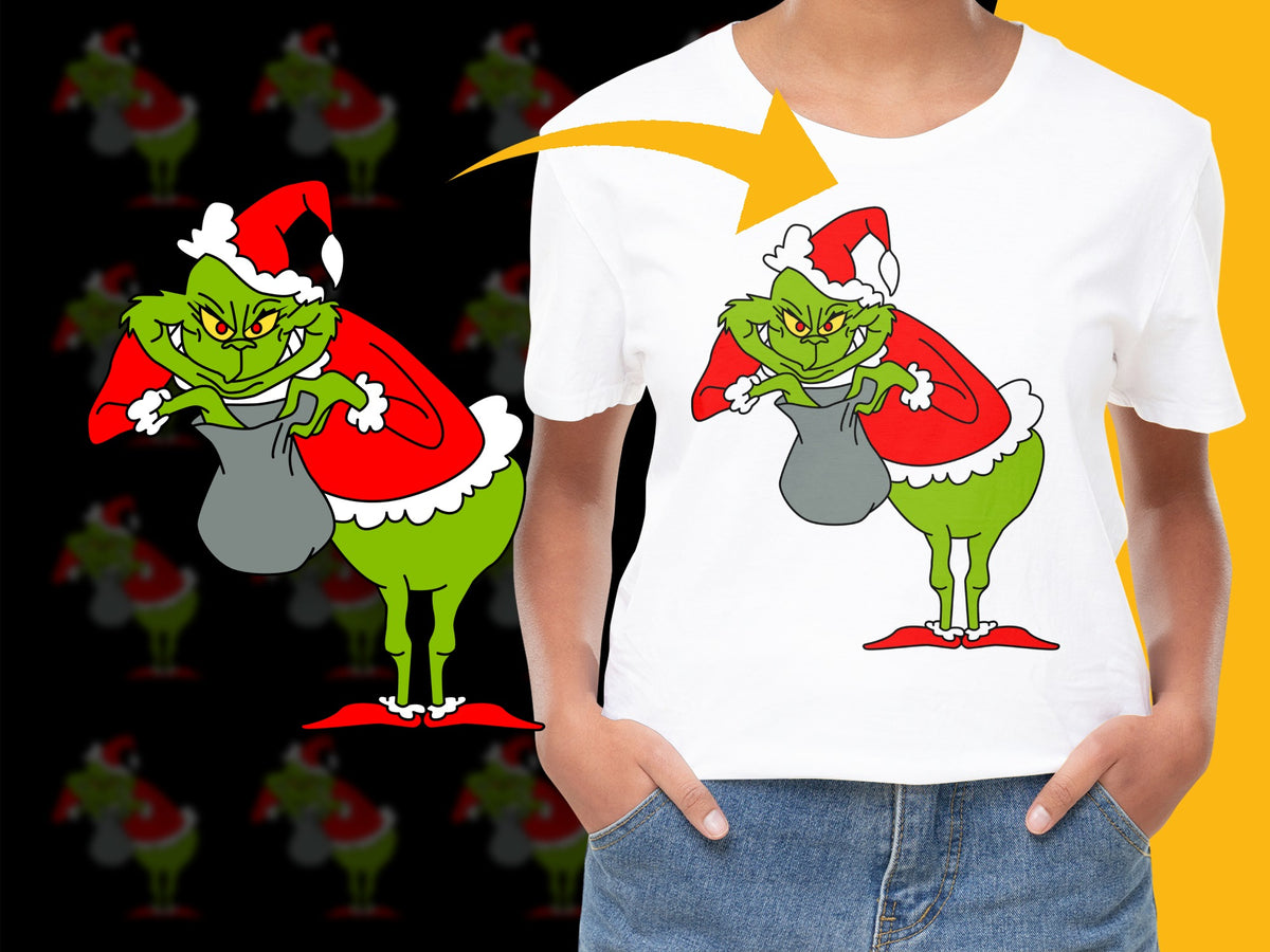 Kids Christmas T-Shirt, Cartoon Grinch Graphic Tee, Holiday Santa Outfit, Festive Children's Apparel