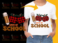 Load image into Gallery viewer, Kids Back to School T-Shirt, Apple and Pencil Design, Buffalo Plaid, Teacher Gift, First Day of School Outfit, Unisex Kids Tee
