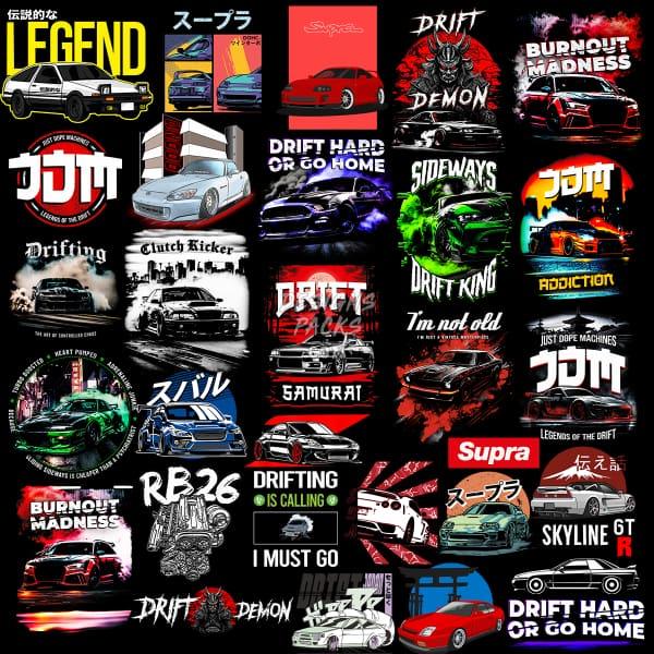 42 JDM Cars Designs Bundle PNG pack 5 DESIGNSPACKS