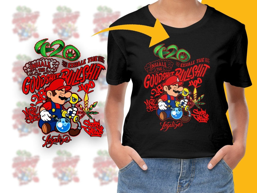 420 Inhale the Good Exhale the Bullshit Mario PNG File - Teepew