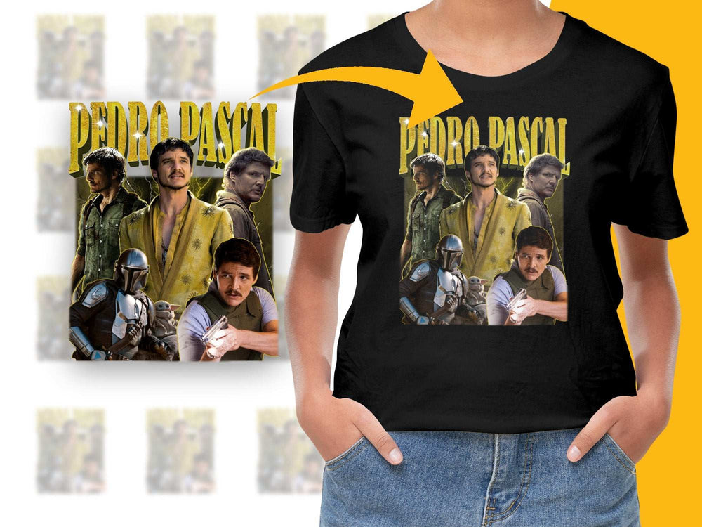 Vintage Style Pedro Pascal Fan T-Shirt, Pop Culture Graphic Tee, Retro Movie Star Fashion, Trendy Casual Top