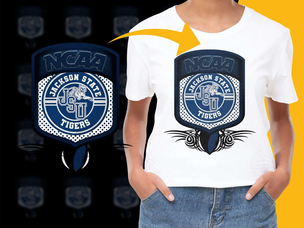 Jackson State University Tigers NCAA Logo Graphic T-Shirt, College Fan Apparel, Sports Tee