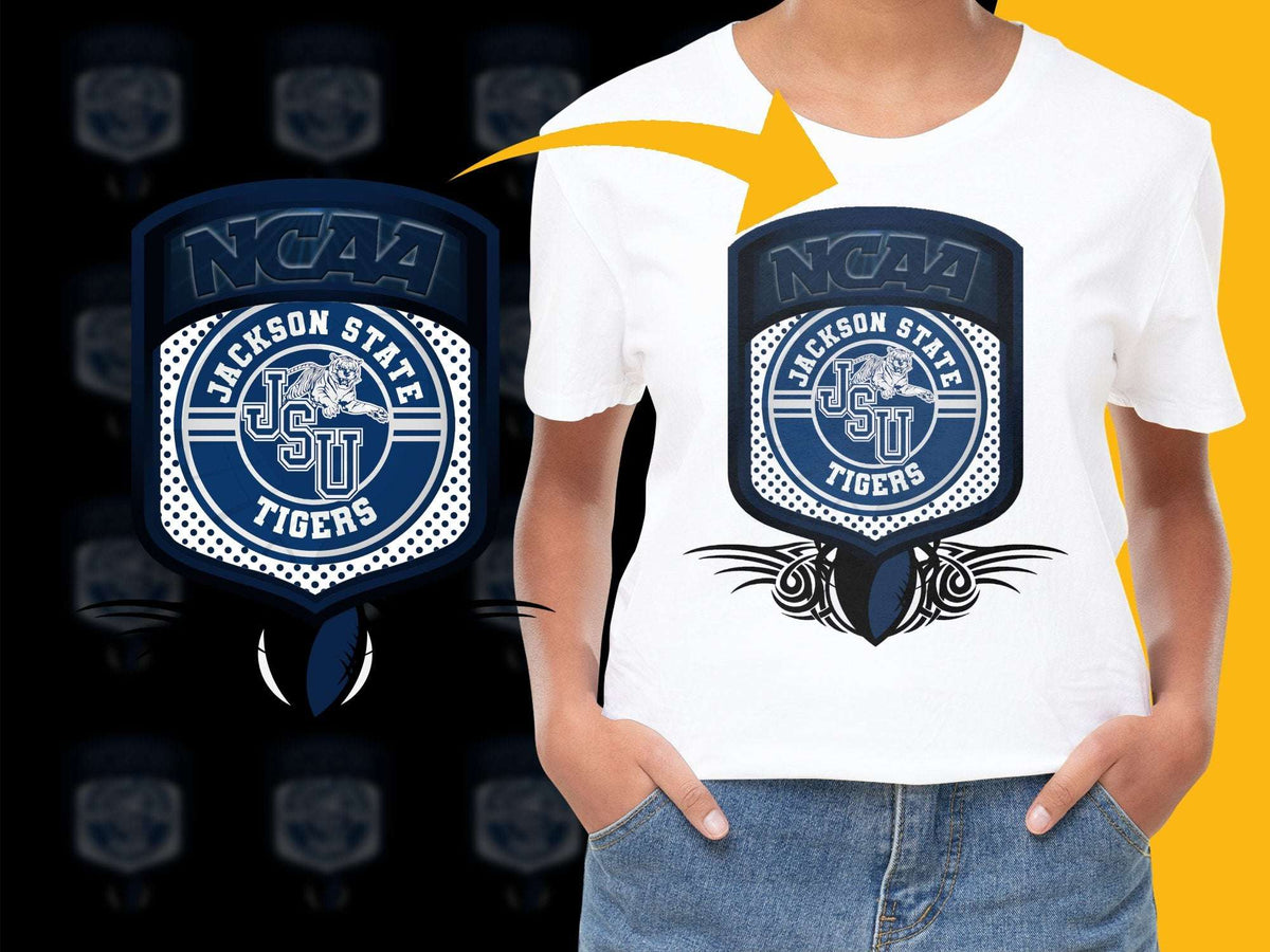 Jackson State University Tigers NCAA Logo Graphic T-Shirt, College Fan Apparel, Sports Tee
