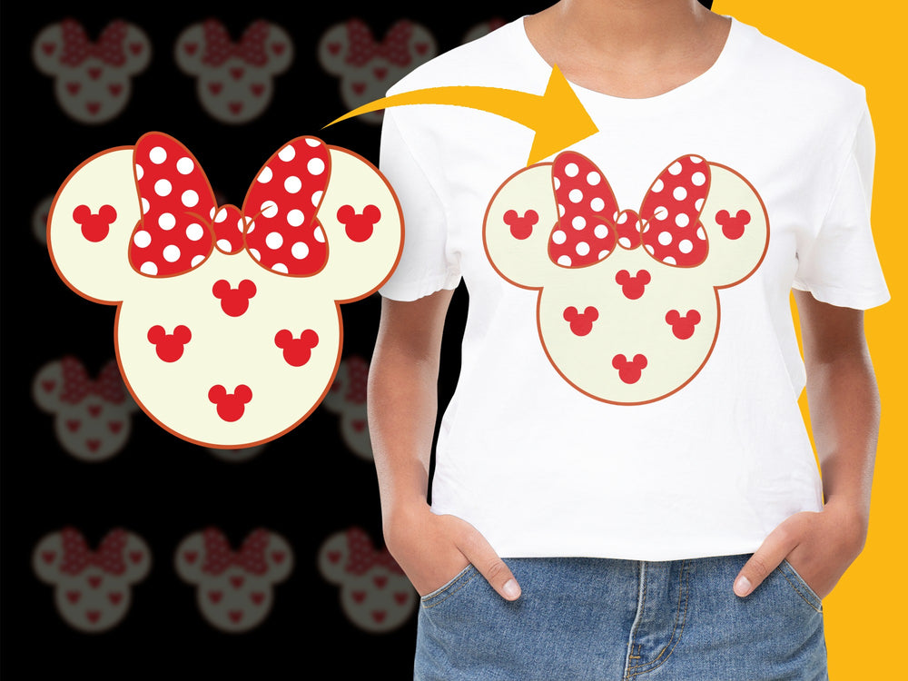 Kids Red Polka Dot Bow Mouse T-Shirt, Cute Cartoon Character Tee, Unique Graphic Design Top for Children