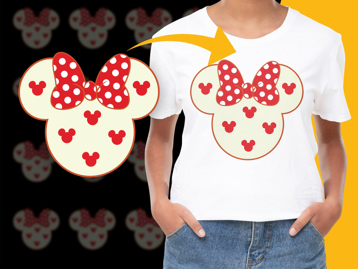 Kids Red Polka Dot Bow Mouse T-Shirt, Cute Cartoon Character Tee, Unique Graphic Design Top for Children