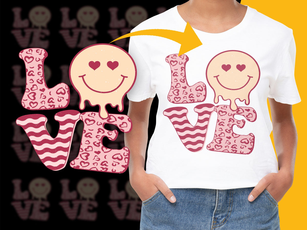 Cute Love Smile Graphic T-Shirt, Unisex Pink Heart Design Tee, Trendy Casual Streetwear Top for All Ages