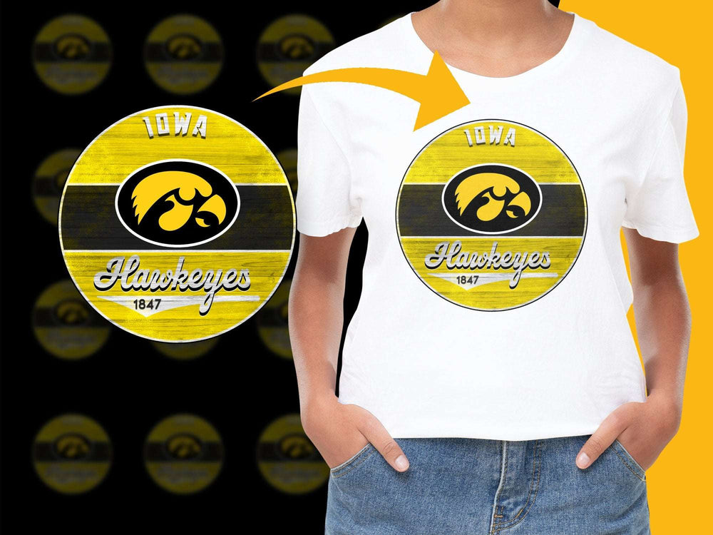 Iowa Hawkeyes T-Shirt, Vintage Logo Design, Yellow Black, College Sports Apparel, Fan Gift 1847