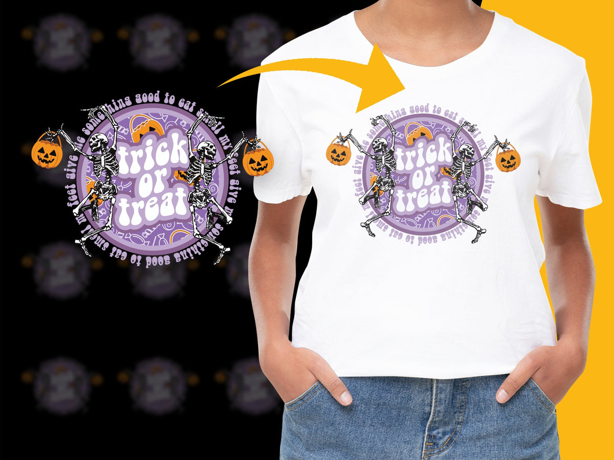 Halloween Trick or Treat Kids T-Shirt, Cute Pumpkin Graphic Tee, Fall Festival Apparel, Unisex Child Clothing