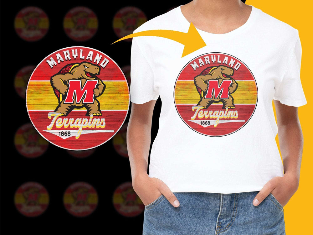 Maryland Terrapins Logo T-Shirt Vintage Look Sports College Fan Apparel 1868