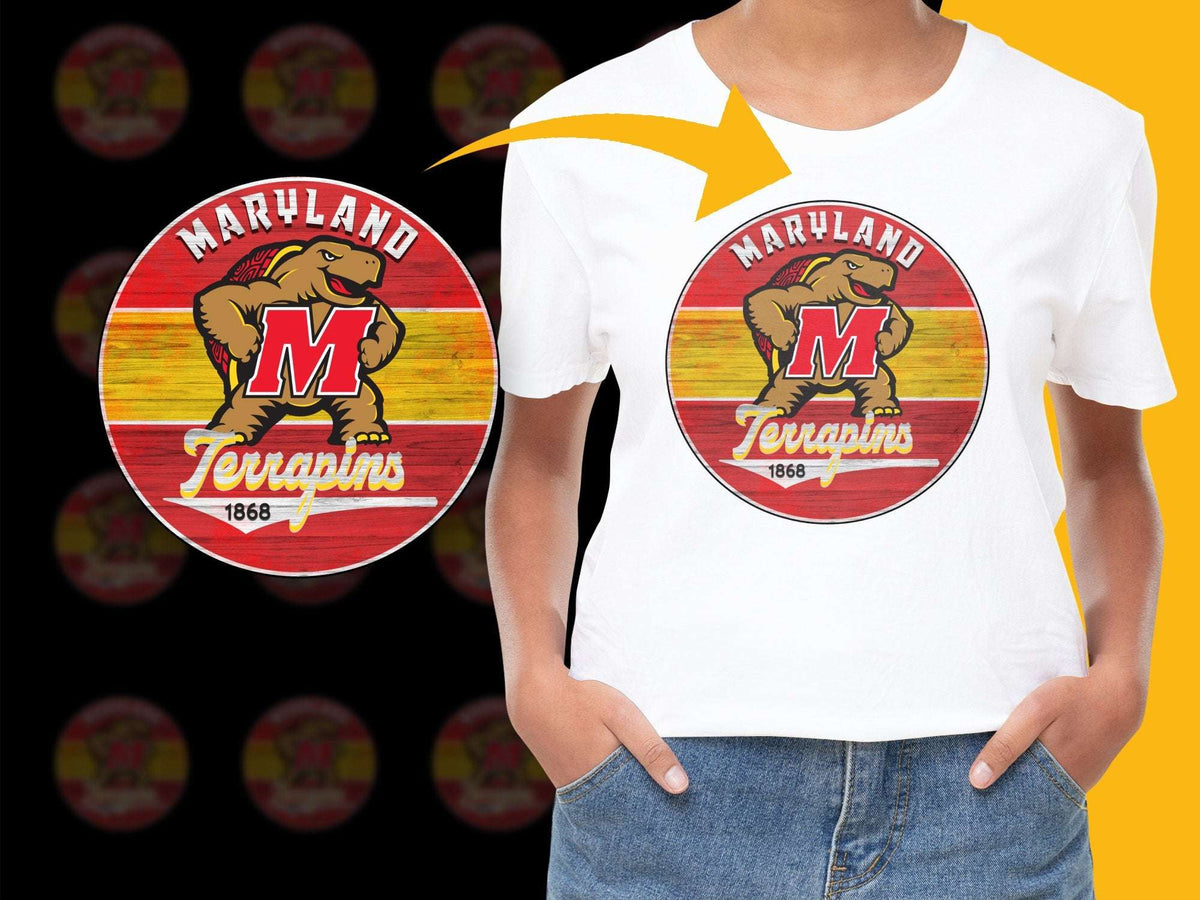 Maryland Terrapins Logo T-Shirt Vintage Look Sports College Fan Apparel 1868