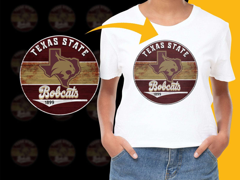 Texas State Bobcats T-Shirt, Vintage Logo, College Team Apparel, Unisex White Tee