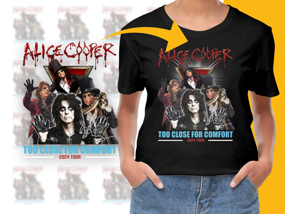 Alice Cooper 2024 Tour T-Shirt, Vintage Rock Band Tee, Too Close for Comfort Concert Merchandise
