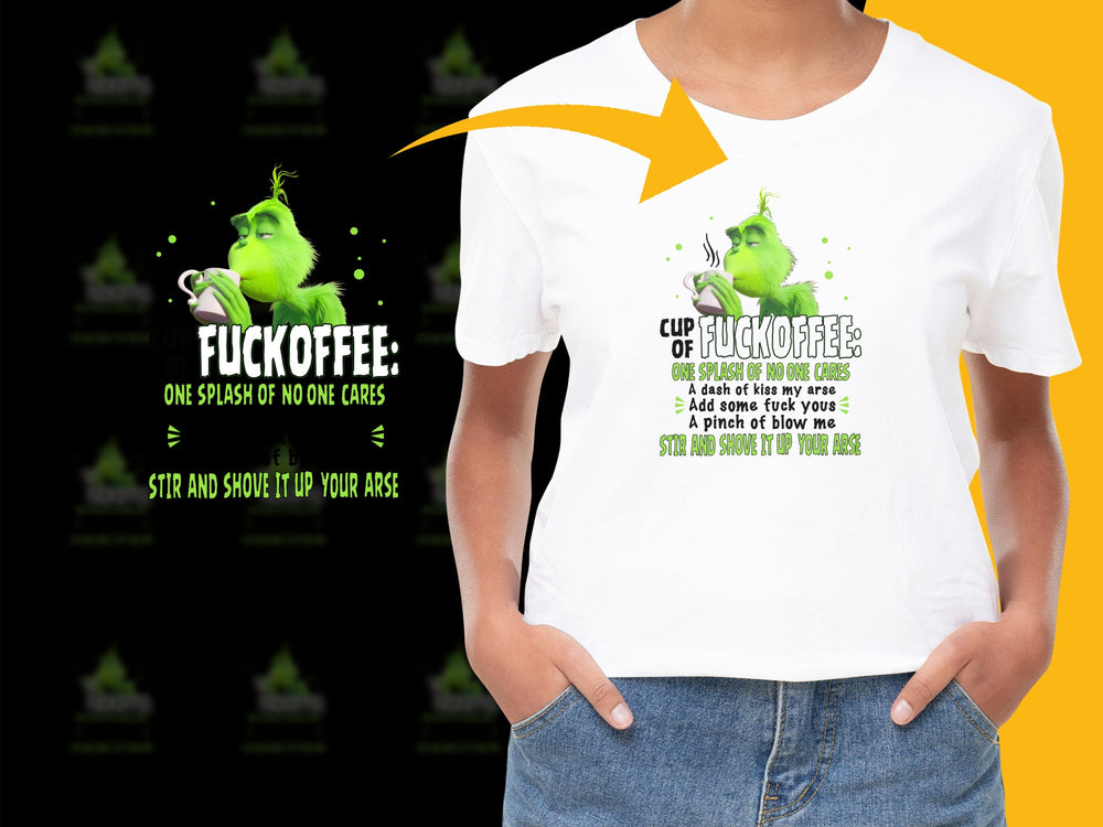 Funny Grumpy Monster T-Shirt, Fuckoffee Slogan, Humorous Graphic Tee, Casual Streetwear, Unisex Cotton Shirt, Gift Idea