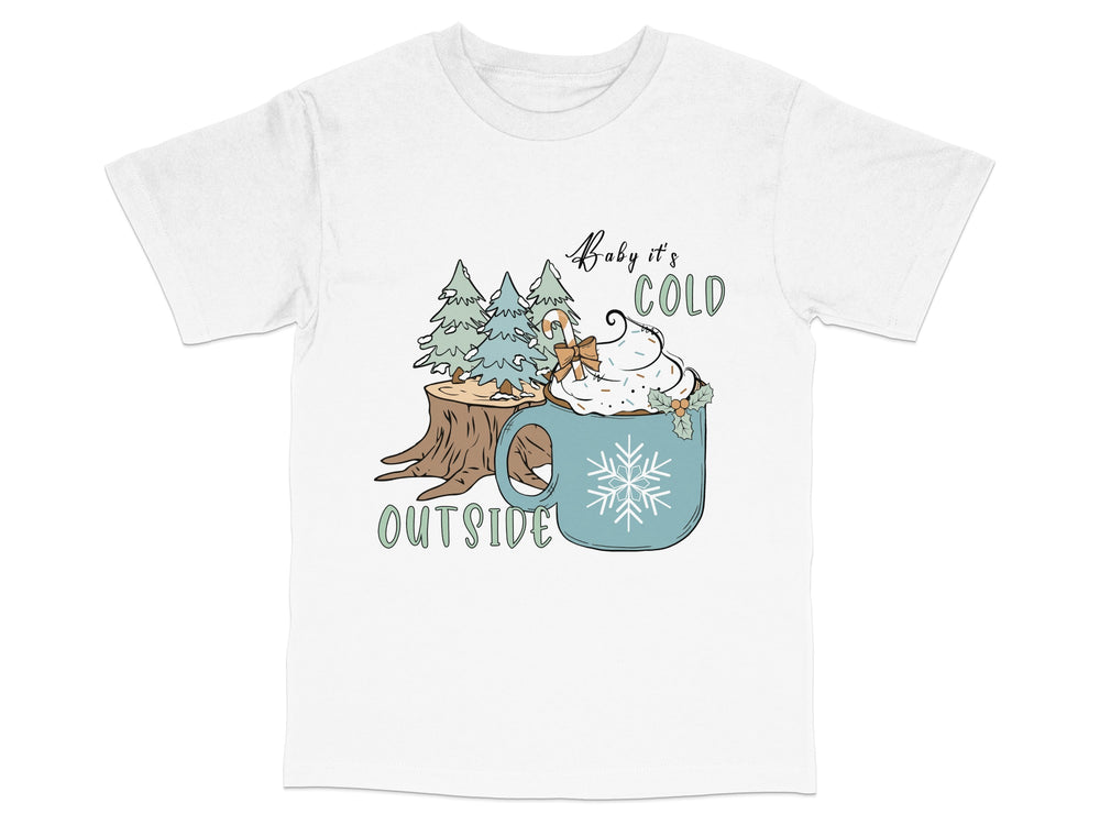Winter Wonderland T-Shirt, Baby It's Cold Outside, Cute Dog and Trees Graphic Tee