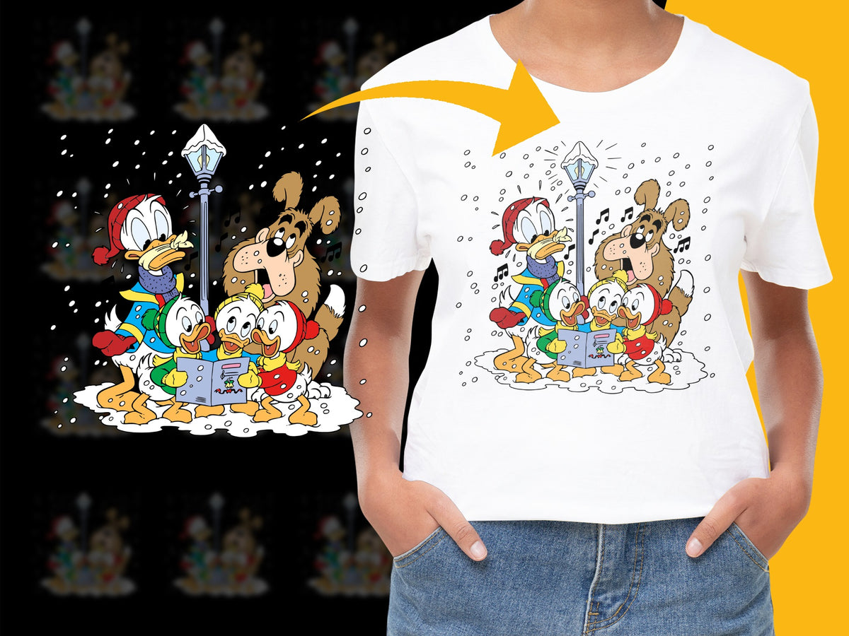 Kids Cartoon Duck Characters T-Shirt, Colorful Comic Graphic Tee, Unisex Children's Clothing