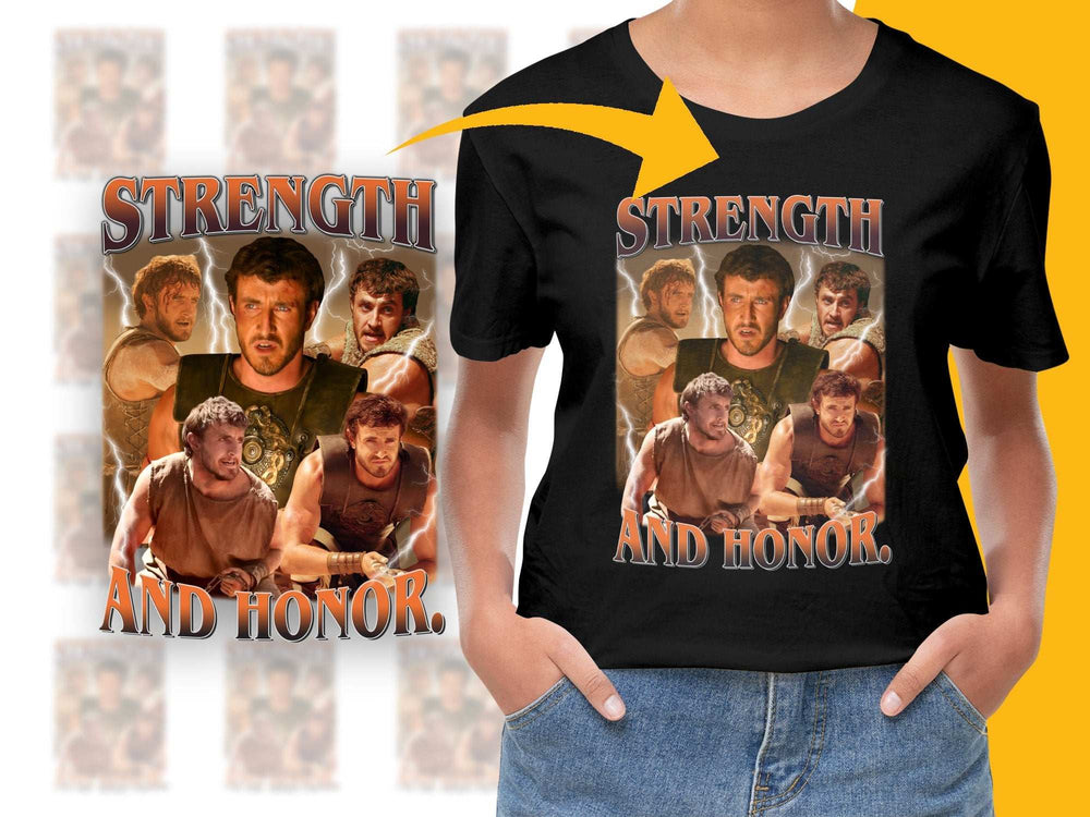 Vintage Movie Inspired Graphic Tee, Strength and Honor, Retro Style T-Shirt, Unique Film Memorabilia