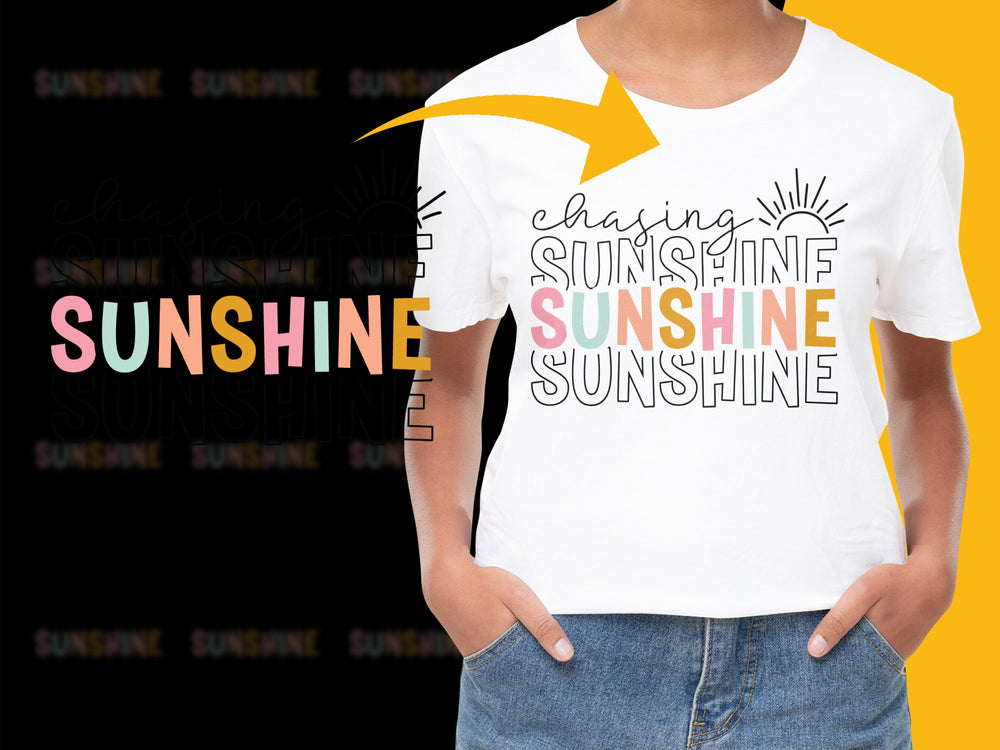 Chasing Sunshine Graphic Tee, Summer Vibes T-Shirt, Sunny Day Casual Top, Bright Design Apparel