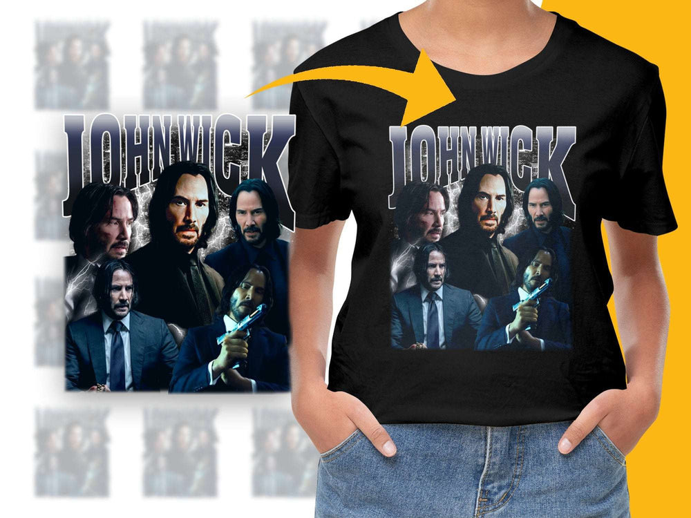 John Wick Movie Fan T-Shirt, Keanu Reeves Action Film Graphic Tee, Unisex Black Cotton Shirt