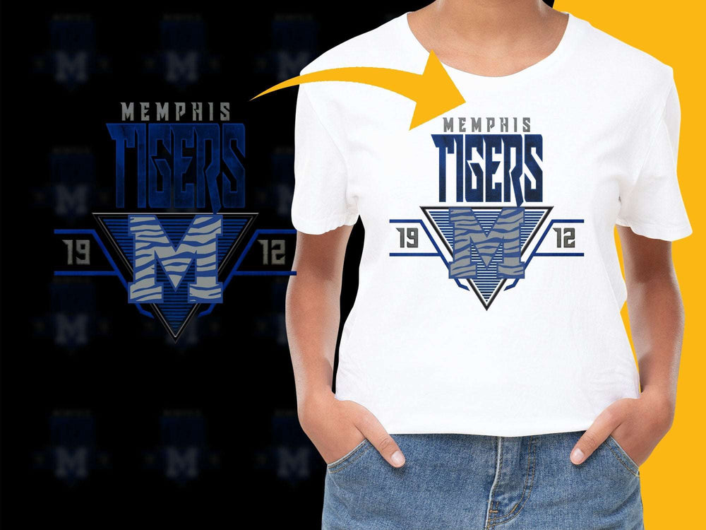 Memphis Tigers T-Shirt, Blue and White Graphic Tee, Collegiate Sports Apparel, Sizes Available