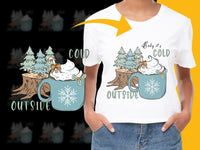 Load image into Gallery viewer, Baby It&#39;s Cold Outside Winter Scene T-Shirt, Cute Fox Graphic Tee, Snowy Christmas Casual Shirt for Women and Men
