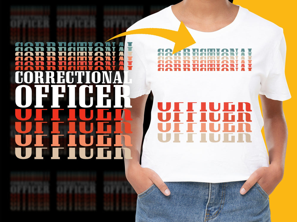 Correctional Officer T-Shirt, Bold Text Graphic Tee, Law Enforcement Support Apparel