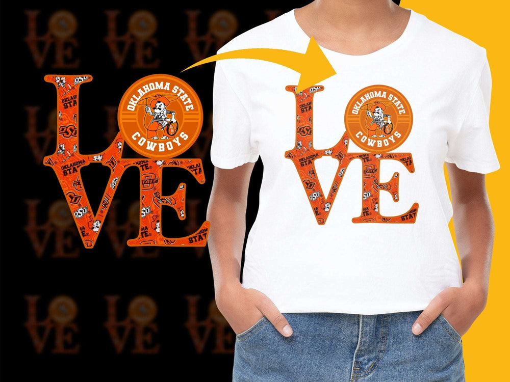 Oklahoma State Cowboys Love T-Shirt, Orange Black College Football Apparel