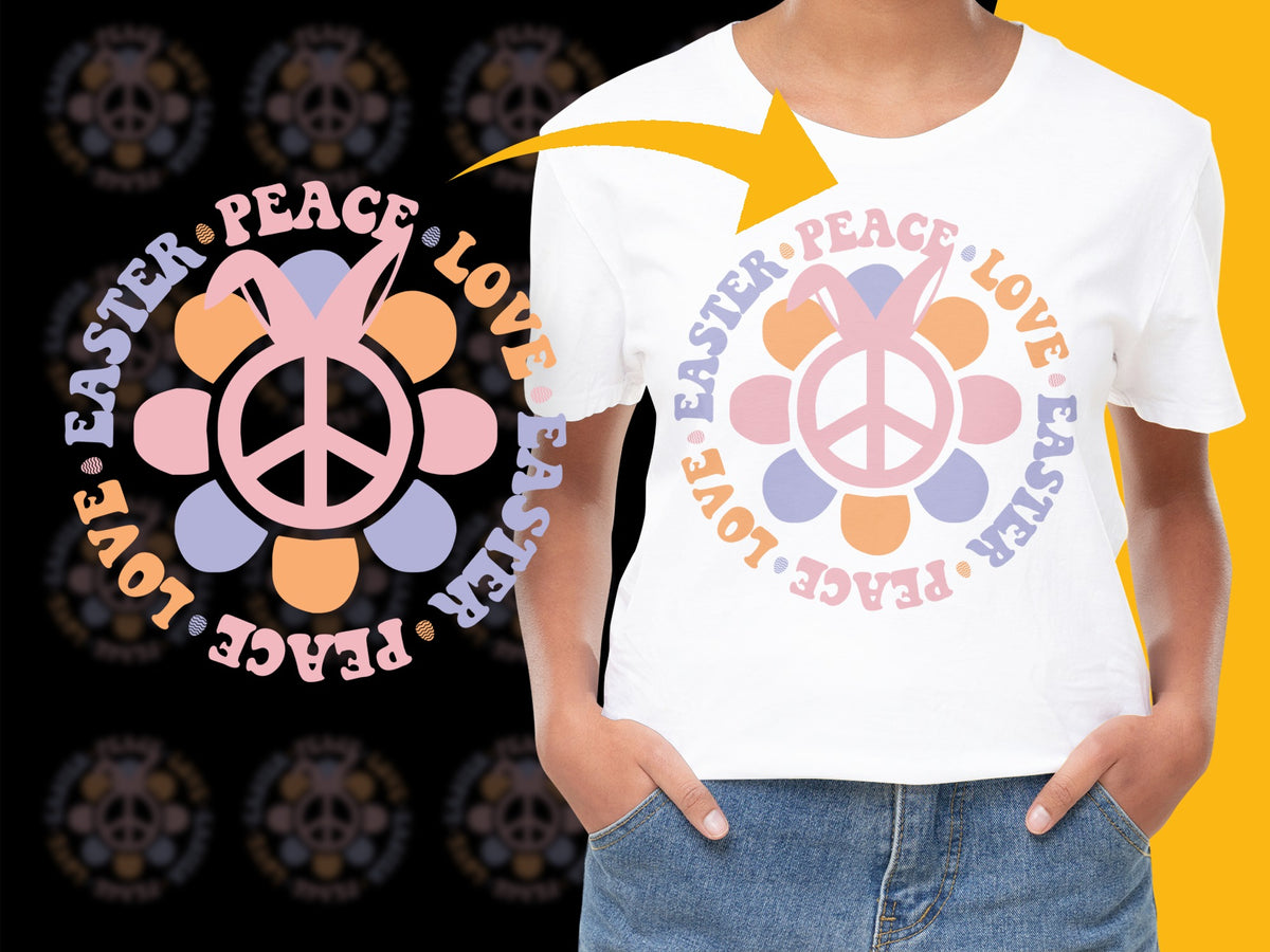 Easter Peace Love T-Shirt, Hippie Pastel Colors, Floral Peace Sign, Spring Fashion Tee