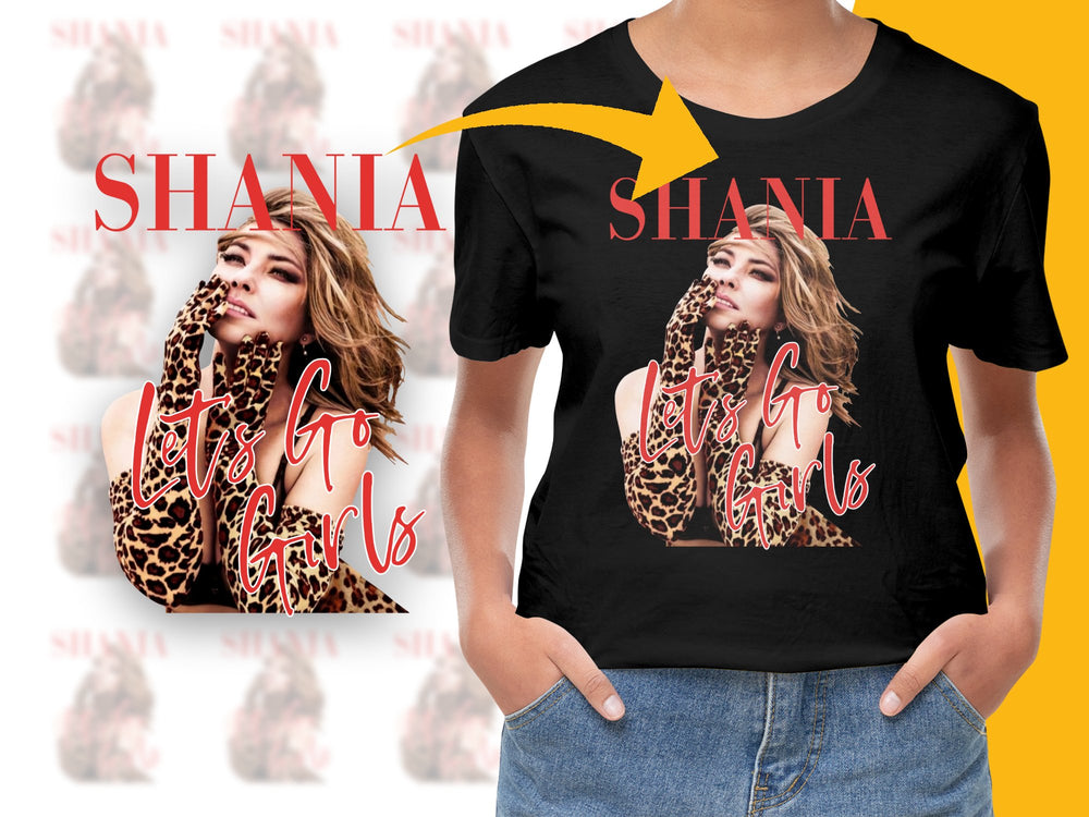 Shania Let's Go Girls Graphic T-Shirt, Trendy Pop Music Tee, Leopard Print, Bold Fashion Statement, Casual Wear