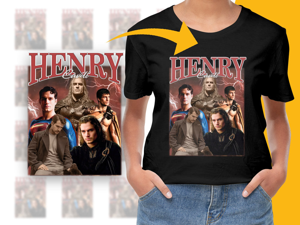 Henry Cavill Inspired Movie Characters Graphic T-Shirt, Unisex Superhero Tee, Fan Gift Idea