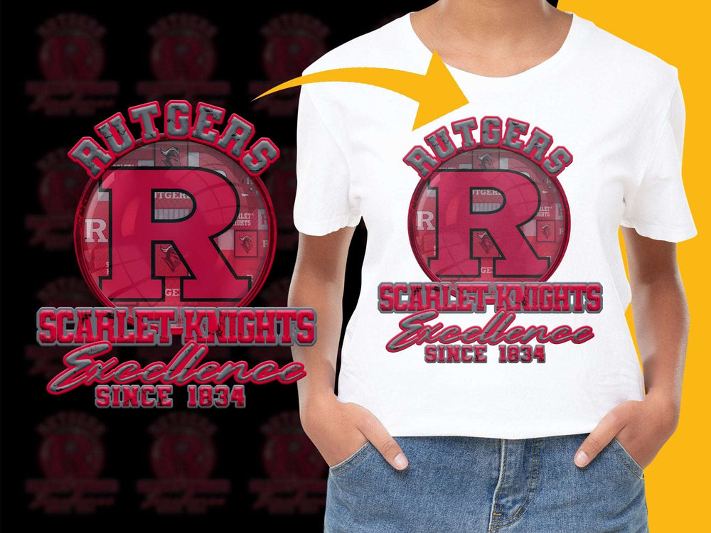 Rutgers University T-Shirt Scarlet Knights Excellence Since 1834 Graphic Tee