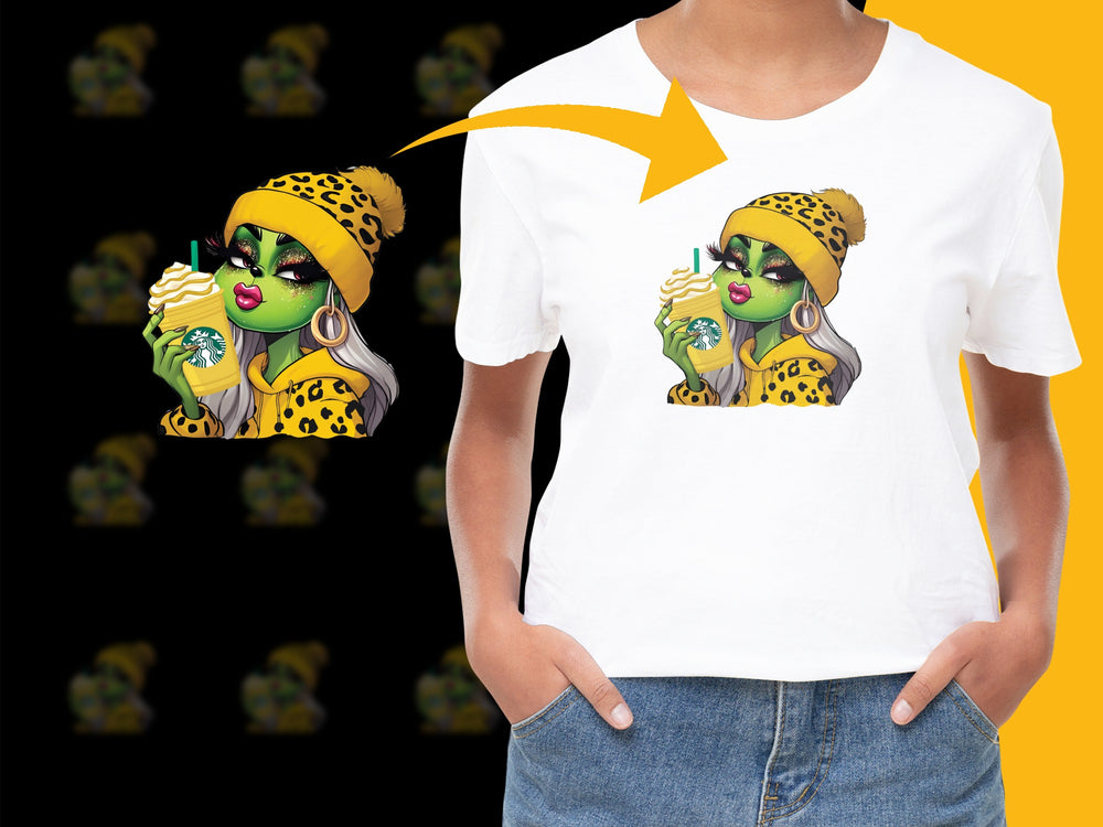 Leopard Print Hat Fashion Illustration T-Shirt, Trendy Female Character Art, Stylish Graphic Tee, Unique Women's Fashion Top