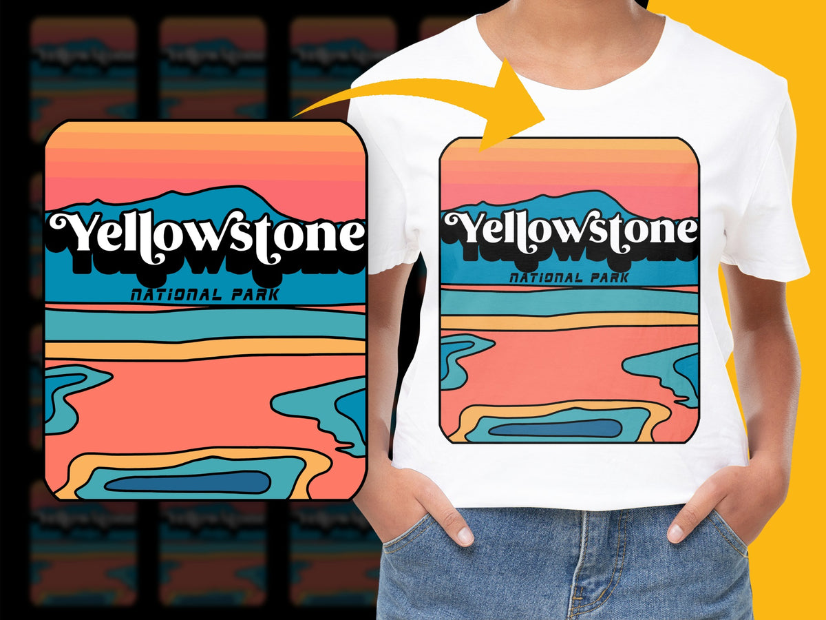 Yellowstone National Park Vintage Style T-Shirt, Retro Graphic Tee, Colorful Travel Souvenir Shirt