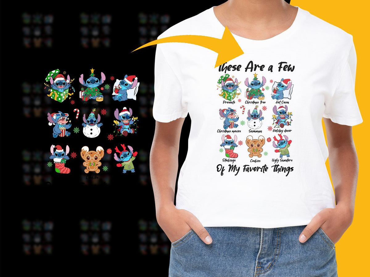 Cute Holiday Characters T-Shirt, Christmas Themed Graphic Tee for Kids and Adults