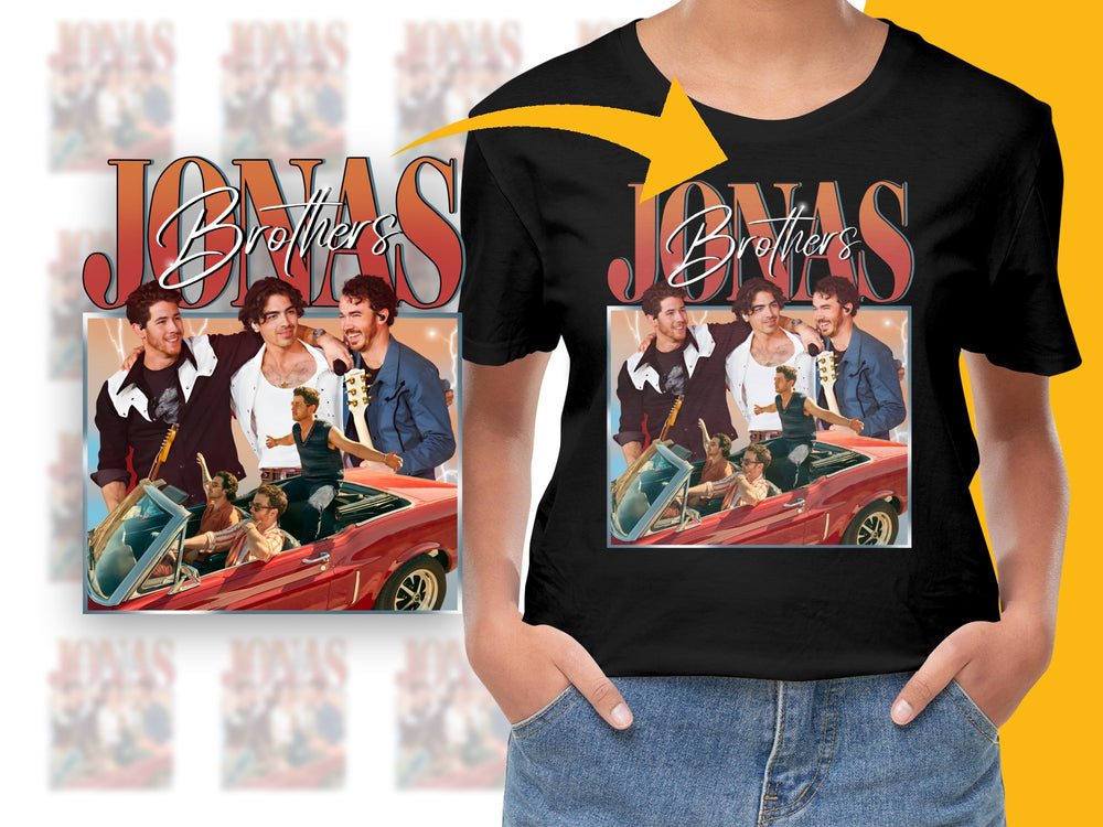 Jonas Brothers Band Vintage T-Shirt, Classic Car Graphic Tee, Retro Music Fan Apparel, Unisex 90s Pop Culture Shirt