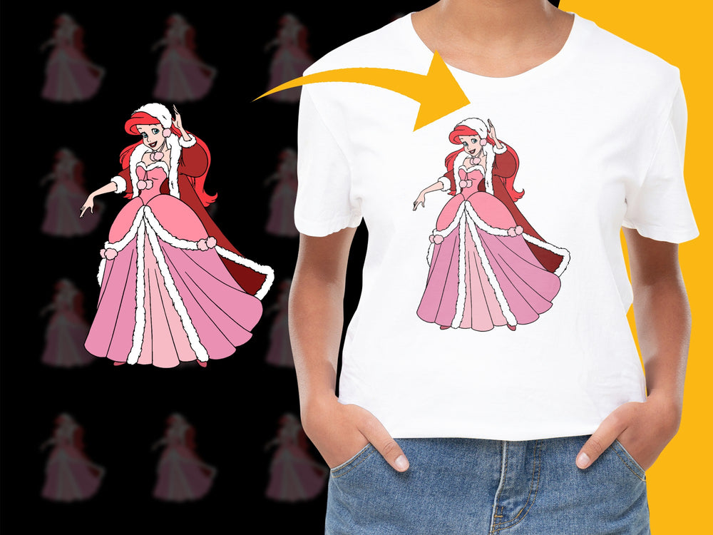 Princess Graphic T-Shirt, Kids White Tee with Cartoon Princess Design, Fun Fairytale Clothing for Children