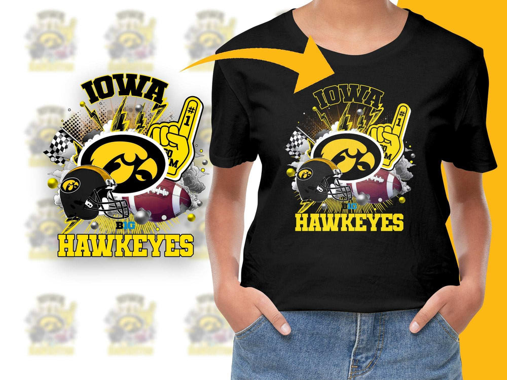 Iowa Hawkeyes T-Shirt, Black Graphic Tee, College Football Fan Apparel